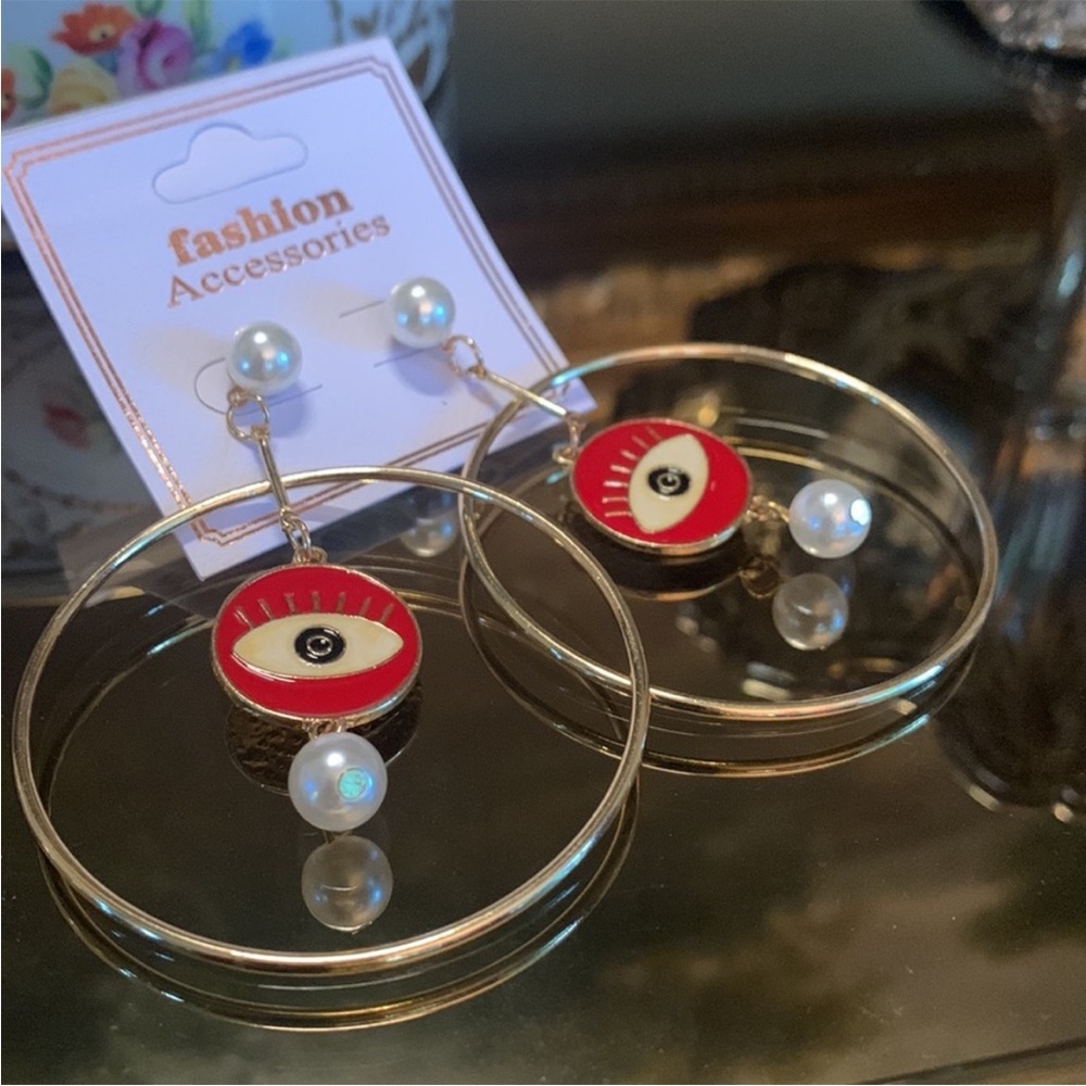 Large Evil Eye Hoop Earrings